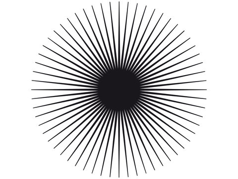 Strahlende schwarze Vektor-Sonnenkontur – freigestellt