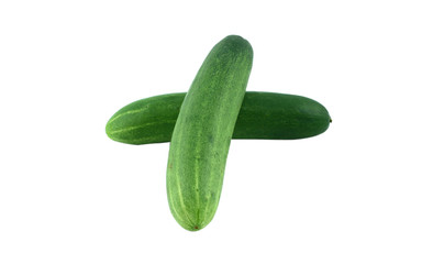 The green cucumbers isolated on white background