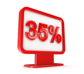 Red lightbox with a signature 35%.