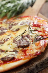 Pizza with lamb meat