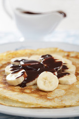 Crepes with banana and chocolate