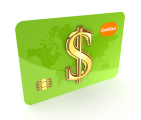 Credit card and dollar sign.