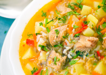 Fish soup with potato and rice
