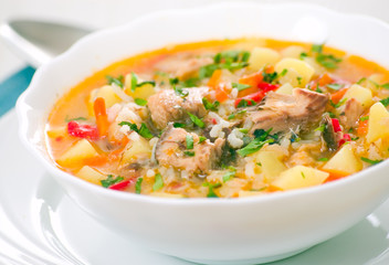 Fish soup with potato and rice