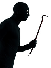 thief criminal holding crowbar portait