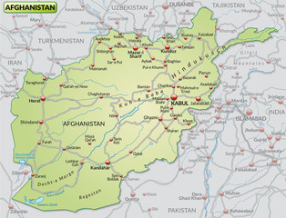Karte von Afghanistan und Nachbarstaaten