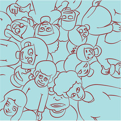 group of people hand draw
