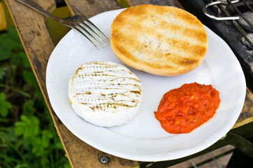 Grilled camembert cheese