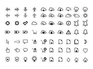 Simple, modern web icons - weather and online shopping