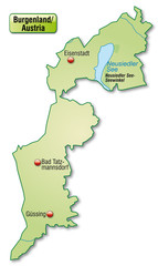 Landkarte des Kantons Burgenland mit Hauptst&auml;dten