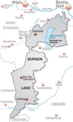 Landkarte des Kantons Burgenland mit Umgebung
