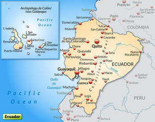 Umlandkarte von Ecuador mit Hauptstädten