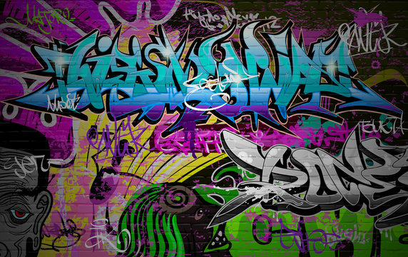 Fototapeta Graffiti wall urban art background