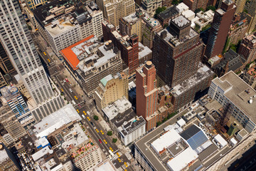 Downtown City Street Birds Eye View New York