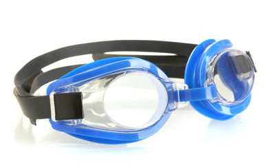 blue swim goggles isolated on white.