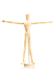 wooden mannequin isolated on white