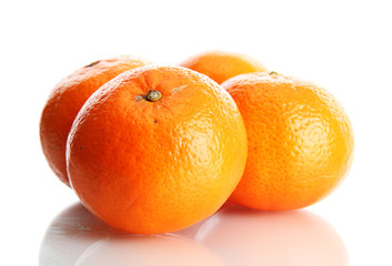 ripe tangerines isolated on white