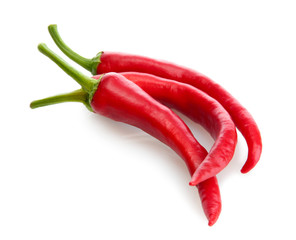 Red hot chili peppers, isolated on white