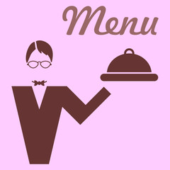 Menu card with a silhouette of gentleman