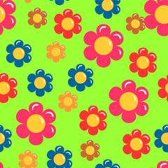 Colorful childish seamless pattern with flowers