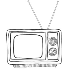 tv vintage line art
