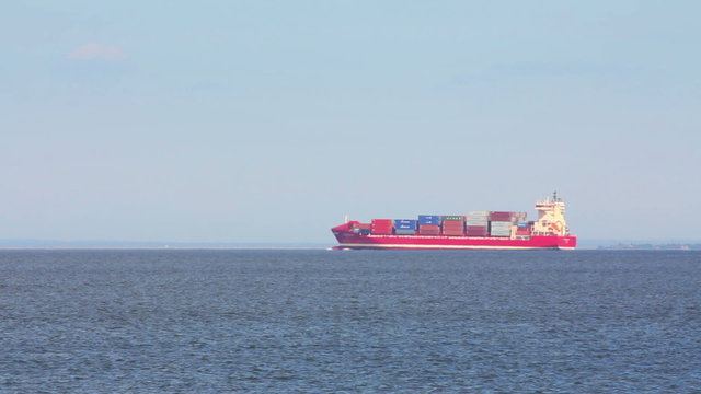 large ship loaded with containers