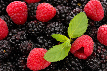 background of beautiful berries with leaves