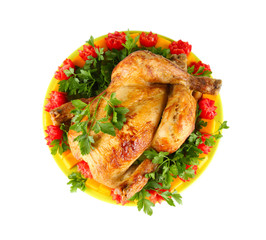 baked whole chicken with vegetables