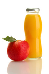 bottle of juice with sweet apple, isolated on white