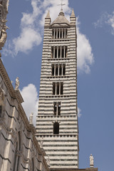 Fototapeta na wymiar Campanario de la catedral de Siena, Italia