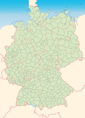 Kreiskarte von Deutschland mit Umland