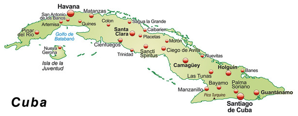 Inselkarte von Kuba als Übersicht