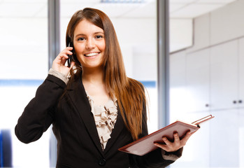 Busy businesswoman portrait