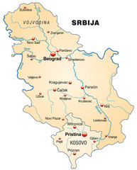 Naklejka premium Map of Serbia in orange