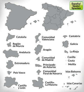 Grenzkarte von Spanien