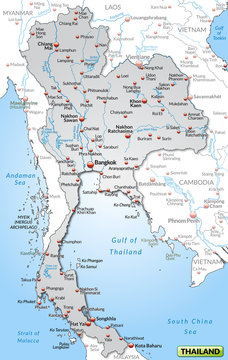 Landkarte von Thailand und Umgebung