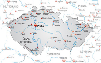 Obraz premium Umgebungskarte von Tschechien in grau