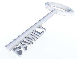 Conceptual gray and white 3D key isolated