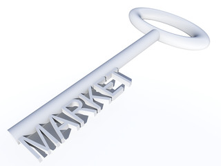 Conceptual gray and white 3D key isolated