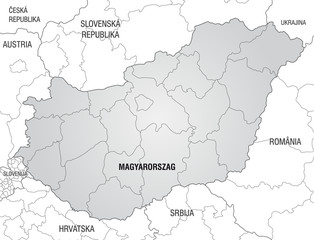 Umgebungskarte von Ungarn mit Landesgrenzen