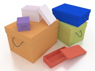 empty boxes with lids for ïîäàðêîââ 3-d visualization