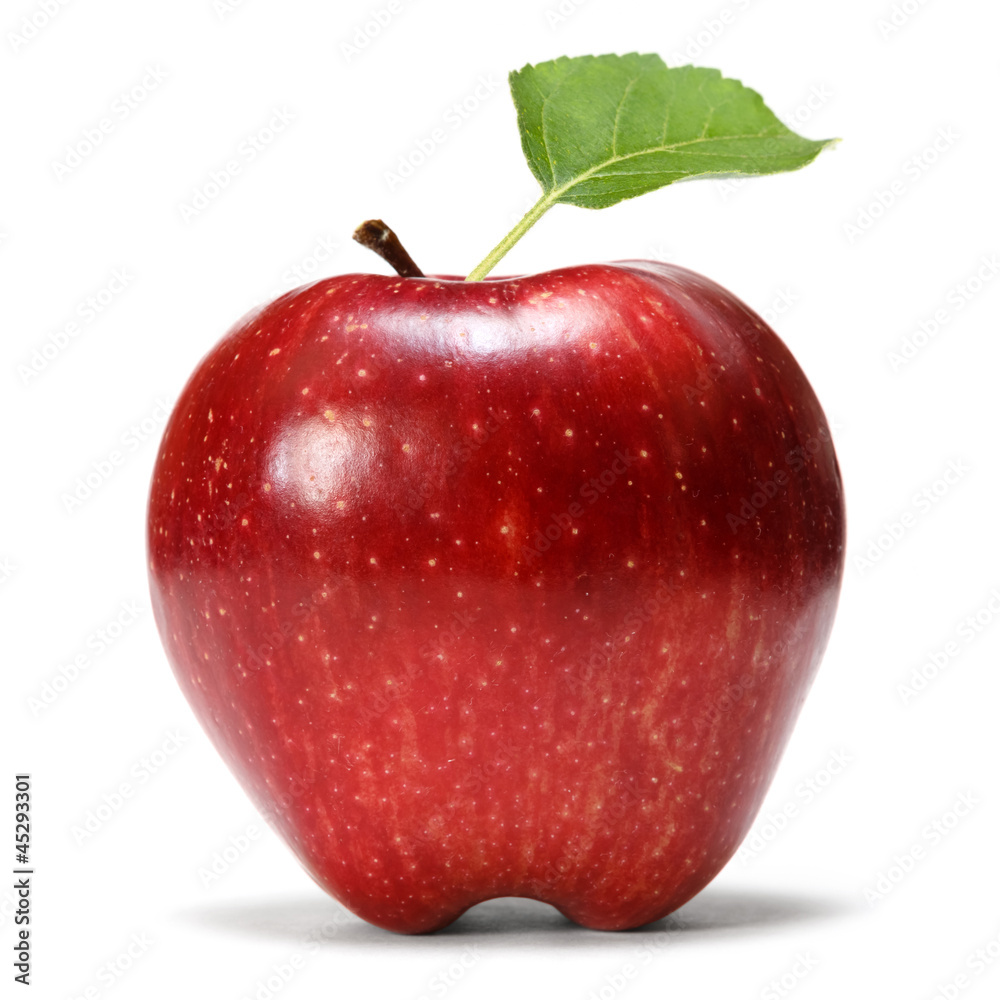 Wall mural red apple with leaf - Wall murals