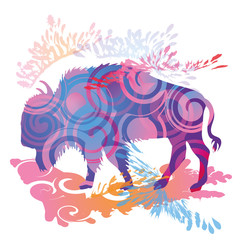 Schattenhklecks Büffel