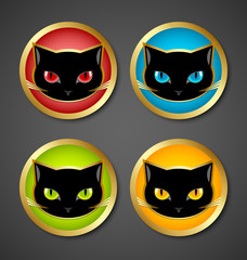 Black cat head icons