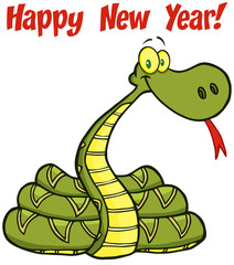 Snake Cartoon Character With Text