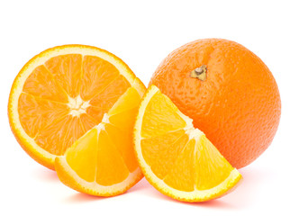 Whole orange fruit and his segments or cantles