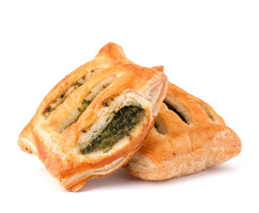 Puff pastry bun isolated on white background.