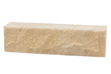 Single beige brick isolated on white background