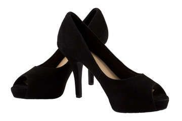 Black woman shoes isolated on a white background