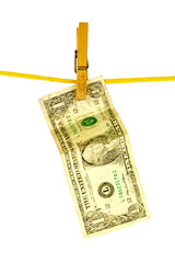 laundered dollar on a rope
